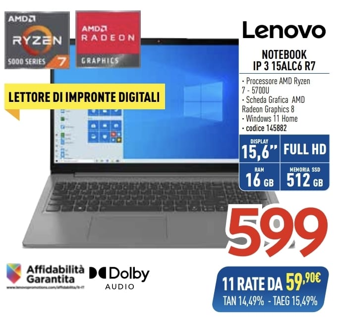 LENOVO NOTEBOOK IP 3 15ALC6 R7